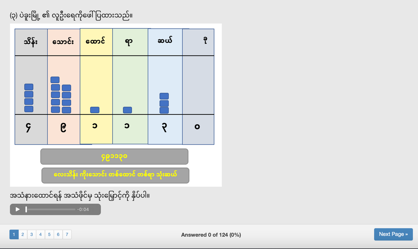 G 4 M စတုတ္တတန်းသင်္ချာ (၁)